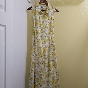 Sleeveless Floral Cotton Midi Dress - Sz 18